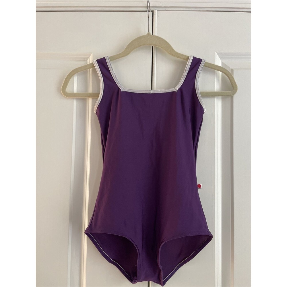 Yumiko Marieke Purple Silver Leotard Nylon Velvet Sz XS